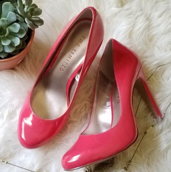 The Limited Shoes - NWT The Limited Coral Pink vegan patent leather pink pump heels, 6.5